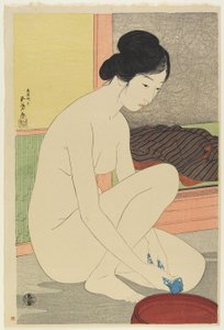 Kvinne ved badet, oktober 1915