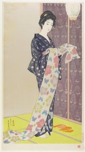 Kvinne i sommer-kimono, august 1920 av Goyo Hashiguchi