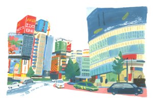 Shinjuku 2, 2015 (olje på papir)
