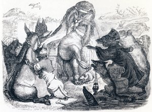 Dyr som er syke av pest - Fabler av La Fontaine av Grandville