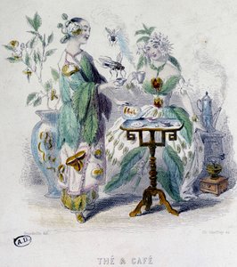 Allegori av "" te og kaffe"" av Grandville, sd. 1800-tallet av Grandville