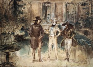 Karikatur av Honore de Balzac, Frederick Lemaitre og Theophile Gautier av Gerard Granville av Grandville