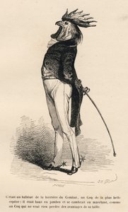 Hane vant til den stolte kjøpmannskampbarrieren. Miniatyrbilder illustrert av JJ Granville. Gravering signert Caque i delen "Story of a Hare" skrevet av PJ Stahl i "Scener fra dyrenes private og offentlige liv". Paris, J. Hetzel og Paulin