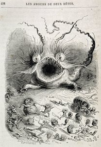 Les amours de deux beêtes (freaking monster) - i "" Dyr malt av seg selv: privat og offentlig liv av dyr"" av Grandville, kapittel av Honoré de Balzac, red. Hetzel av Grandville