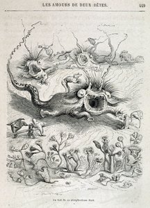 Les amours de deux beêtes (brattjakt av monstre) - i "" Dyr malt av seg selv: dyrenes private og offentlige liv"" av Grandville, kapittel av Honoré de Balzac, red. Hetzel av Grandville