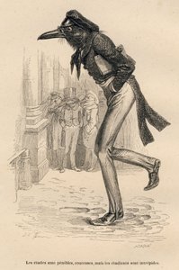 Studiene er vanskelige, dyre, men studentene er uforferdede. Miniatyrbilder illustrert av JJ Granville. Gravering signert Caque i delen med tittelen "Dyrelegene" skrevet av Pierre Bernard i "Scener fra dyrenes private og offentlige liv