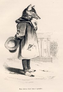Helten min var god å ta. Vignetter illustrert av JJ Granville. Gravering signert Godard i delen med tittelen "En rev fanget i en felle" skrevet av Charles Nodier i "Scener av dyrenes private og offentlige liv". Paris, J. Hetzel og Paulin av Grandville