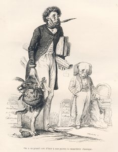 Vi tok veldig feil når vi fratok våre diktere den klassiske snuten. Vignetter illustrert av JJ Granville. Gravering signert Breviere i delen med tittelen "Le premier feuilleton de Pistolet" skrevet av Jules Janin i "Scener fra årenes private og offentlige  av Grandville