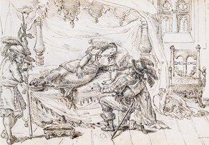 Tornerose, illustrasjon til eventyr av Charles Perrault (1628-1703), gravering av Grandville (1803-1847) av Grandville