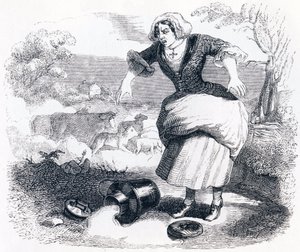 The Dairy Girl and the Milk Jar - Fables av La Fontaine av Grandville