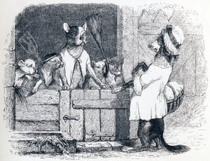 The Lice and his companion - Fables av La Fontaine av Grandville