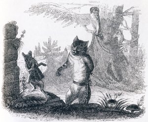 Katten og rotten (Le chat et le rat) - Fabler av La Fontaine av Grandville