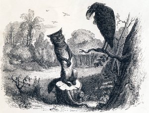 Kråken og reven) Kråken og reven - Fabler av La Fontaine av Grandville