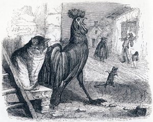 Gylten, katten og musen - Fabler av La Fontaine av Grandville