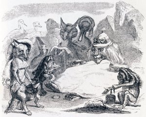 Løven, ulven og reven (le lion, le loup et le renard) - Fabler av La Fontaine av Grandville