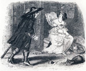 Mannen som løper etter sin formue, og han som blir i sengen hans - Fables av La Fontaine av Grandville