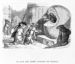 Rotten som trakk seg ut av verden - i "" Fables"" de La Fontaine, ill. av Grandville av Grandville
