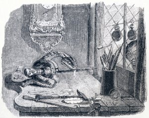 Slangen og filen - Fabler av La Fontaine av Grandville