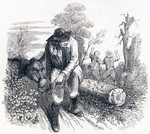 Theft and the Donkey - Fables av La Fontaine av Grandville