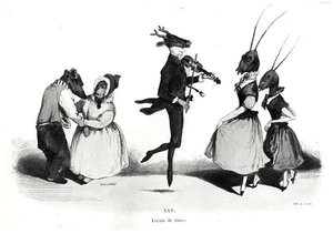 Et par hunder, fra Les Metamorphoses du Jour-serien av Grandville