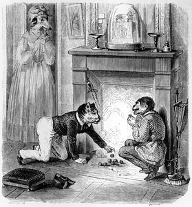 The Monkey and the Cat, illustrasjon for 'Fables' of La Fontaine (1621-95), utgitt av H. Fournier Aine, 1838