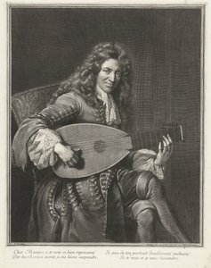 Portrett av komponisten Charles Mouton (ca. 1626-1710) av Gérard Edelinck