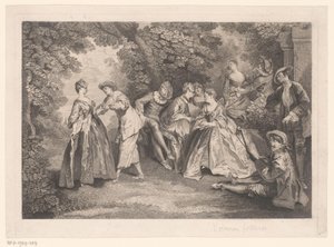 Parklandskap med elegant selskap av Gérard Jean Baptiste Scotin (II)