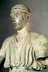 Detalj av Delphi Charioteer, ca. 470 f.Kr. bronse, se også 161526