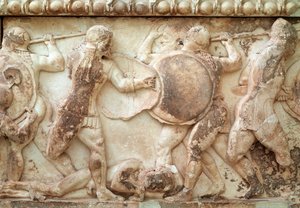 Gigantomachy (kamp mellom guder og kjemper) (relieff, frise, 525 f.Kr.) av Greek