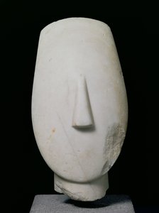 Head of a Woman, fragment av en statue fra Keros, tidlig kykladisk II periode, ca. 2700-2400 f.Kr. (marmor)