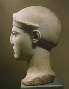 Hode for Athena med hjelm, fra Egina, ca. 470-460 f.Kr. (parisk marmor)