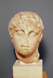 Leder for en av Diadochi eller leder av Alexander III (356-323 f.Kr.) den store (marmor)