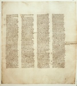 Side av Johannesevangeliet. Gresk Codex er kjent som Codex Sinaiticus mellom 330 og 350. London Bible Society