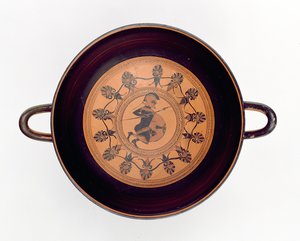 Siana Cup som viser en kriger, ca. 560 f.Kr. (leire) av Greek