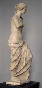 Venus de Milo, sidevisning, gresk, hellenistisk periode, ca. 100-130 f.Kr. (marmor) (for frontvisning se 14152)