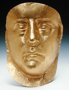 Maske av Rhescuporis III (210-228 e.Kr.) Konge av Bosporus (gull)
