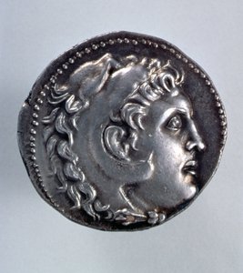 Alexander den store Tetradrachm som viser hodet til Herakles iført hodeplagg av løveskinn