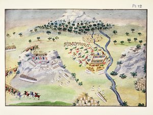 Slag mellom tyrkere og grekere ved Karpenisi og Kaliakouda, plate 12 fra Pictorial History of the Greek Independence War of General Makryjannis av Greek School