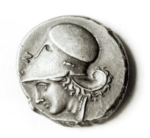 Didrakma fra Herakles: forside som viser Athena (metall) av Greek School