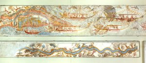 Sjøekspedisjoner og elvelandskap, Akrotiri fresco, Thera (i dag Santorini), Hellas, minoisk sivilisasjon