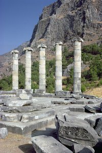Ruiner og Akropolisklippen i Athena Polias tempel, midten av 4. århundre f.Kr av Greek School