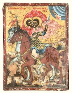 De hellige Theodore Tyron og Theodore Stratelates av Greek School