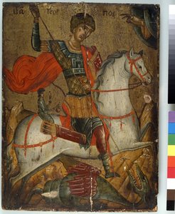 St. George dreper dragen, ikon, kreto-venetiansk skole, av Greek School