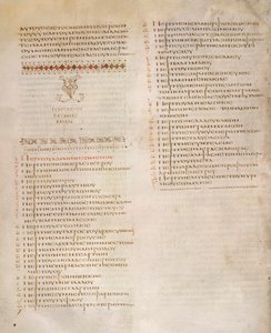 Table of Kephalaia, St. Marks evangelium, fra 