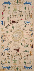Sampler, fra Ioannina, Ipeiros, 1700-1800-tallet (lin brodert med silketråder) av Greek School