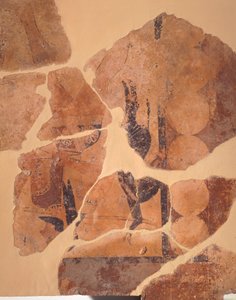 Jegerens retur, freskomaleri fra Temple C i Thermos, Hellas, gresk sivilisasjon, ca 630 f.Kr. av Greek School