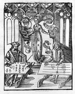 Liberal Arts: Arithmetic - i "" Philosophical Daisy"" av Gregor Reisch (1467-1525). Bale