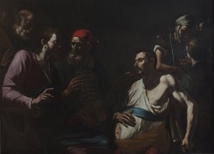 Helbredende en mann med vatter, ca. 1630. av Gregorio Preti