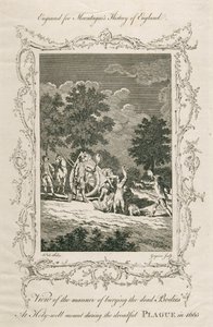 Begraver pestens ofre, Holywell Mount, Shoreditch, London, 1665 c sent på 1700-tallet av Grignion
