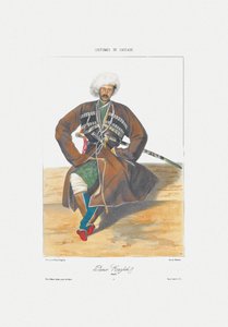 Prins Kazbek av Ossetia Fra: Scener, landskap, skikker og kostymer i Kaukasus, 1840 av Grigori Grigorevich Gagarin